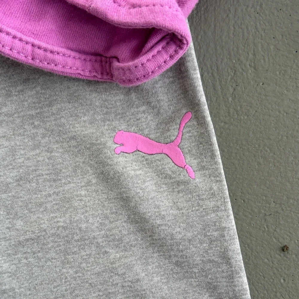 Puma Purple Long Sleeve Tie Front Top with Gray Leggings - Picture 4 of 5